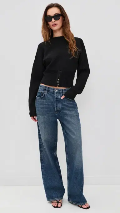 LIONESS Dion Knit Sweatshirt Onyx | Thumbnail 5 LIONESS Dion Knit Sweatshirt Onyx | Thumbnail 5