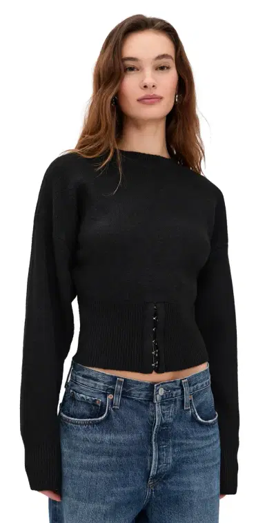 LIONESS Dion Knit Sweatshirt Onyx | Thumbnail 1 LIONESS Dion Knit Sweatshirt Onyx | Thumbnail 1