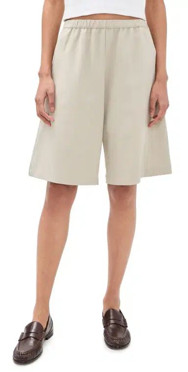 Enza Costa Twill Bermuda Shorts Fog | Thumbnail 1 Enza Costa Twill Bermuda Shorts Fog | Thumbnail 1