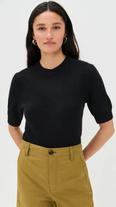 White & Warren Cashmere T-Shirt Sweater Black | Thumbnail 2 White & Warren Cashmere T-Shirt Sweater Black | Thumbnail 2