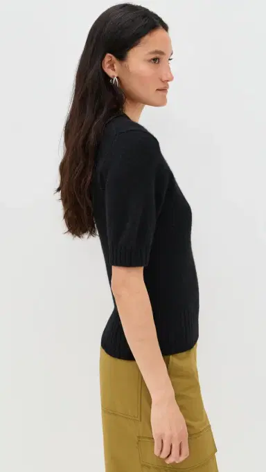 White & Warren Cashmere T-Shirt Sweater Black | Thumbnail 4 White & Warren Cashmere T-Shirt Sweater Black | Thumbnail 4