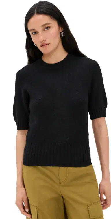 White & Warren Cashmere T-Shirt Sweater Black | Thumbnail 1 White & Warren Cashmere T-Shirt Sweater Black | Thumbnail 1