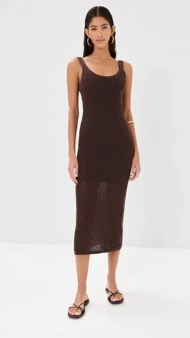 Staud Jessica Coverup Dress Dark Chocolate | Thumbnail 2 Staud Jessica Coverup Dress Dark Chocolate | Thumbnail 2