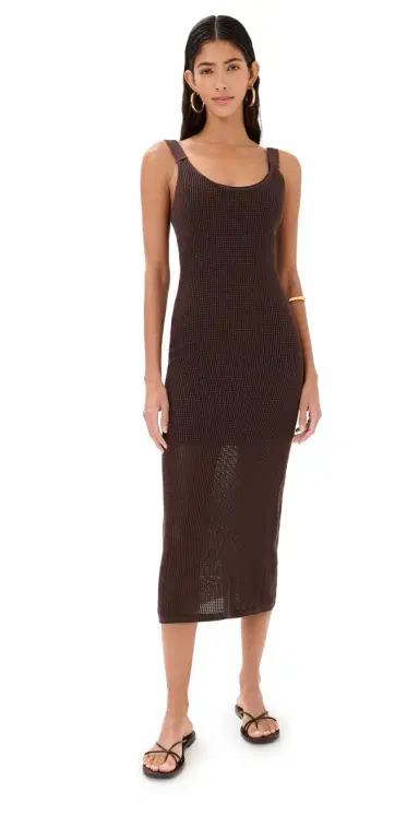 Staud Jessica Coverup Dress Dark Chocolate | Thumbnail 1 Staud Jessica Coverup Dress Dark Chocolate | Thumbnail 1