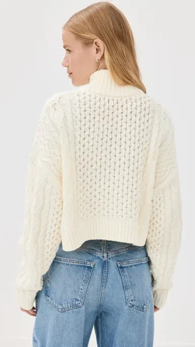Staud Cropped Hampton Sweater Buttercream L | Thumbnail 3 Staud Cropped Hampton Sweater Buttercream L | Thumbnail 3