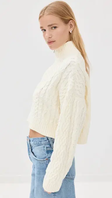 Staud Cropped Hampton Sweater Buttercream L | Thumbnail 4 Staud Cropped Hampton Sweater Buttercream L | Thumbnail 4