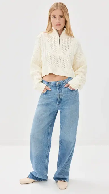 Staud Cropped Hampton Sweater Buttercream L | Thumbnail 5 Staud Cropped Hampton Sweater Buttercream L | Thumbnail 5