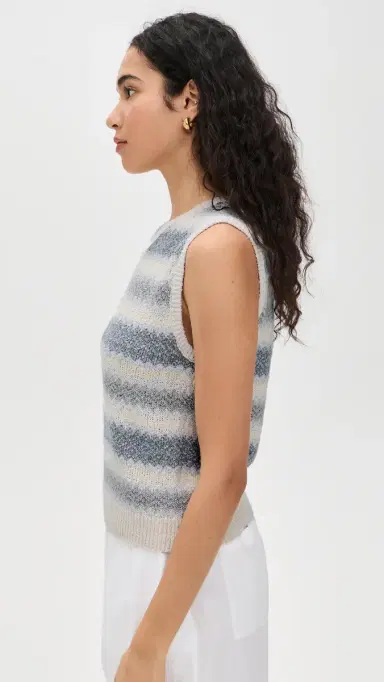 Vince Summer Fair Isle Knit Vest Pale Tide Combo | Thumbnail 4 Vince Summer Fair Isle Knit Vest Pale Tide Combo | Thumbnail 4