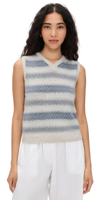 Vince Summer Fair Isle Knit Vest Pale Tide Combo | Thumbnail 1 Vince Summer Fair Isle Knit Vest Pale Tide Combo | Thumbnail 1