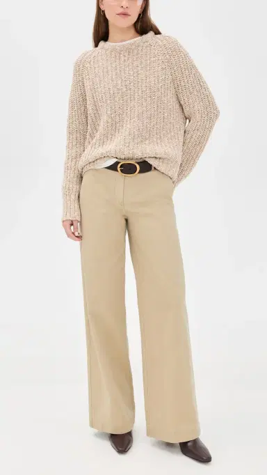 ATM Anthony Thomas Melillo Cotton Twill Wide Leg Trousers Khaki | Thumbnail 5 ATM Anthony Thomas Melillo Cotton Twill Wide Leg Trousers Khaki | Thumbnail 5