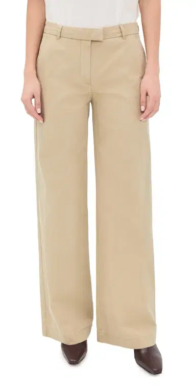 ATM Anthony Thomas Melillo Cotton Twill Wide Leg Trousers Khaki | Thumbnail 1 ATM Anthony Thomas Melillo Cotton Twill Wide Leg Trousers Khaki | Thumbnail 1