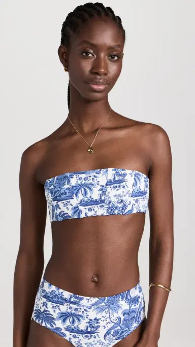 Staud Mala Bikini Top Blue Toile M | Thumbnail 2 Staud Mala Bikini Top Blue Toile M | Thumbnail 2