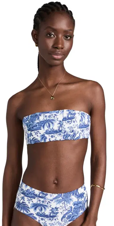 Staud Mala Bikini Top Blue Toile M | Thumbnail 1 Staud Mala Bikini Top Blue Toile M | Thumbnail 1