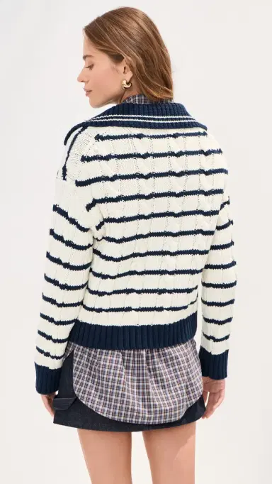 LE BOP Logan Polo Sweater Ivory Multi M | Thumbnail 3 LE BOP Logan Polo Sweater Ivory Multi M | Thumbnail 3