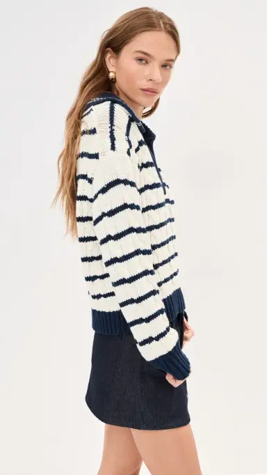 LE BOP Logan Polo Sweater Ivory Multi M | Thumbnail 4 LE BOP Logan Polo Sweater Ivory Multi M | Thumbnail 4