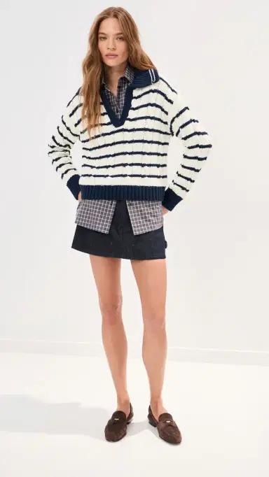 LE BOP Logan Polo Sweater Ivory Multi M | Thumbnail 5 LE BOP Logan Polo Sweater Ivory Multi M | Thumbnail 5