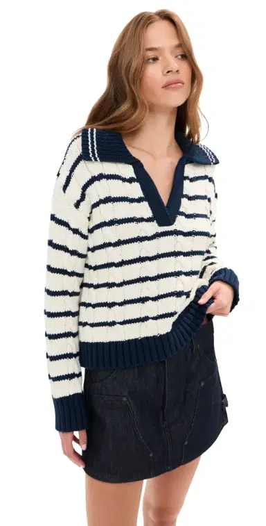 LE BOP Logan Polo Sweater Ivory Multi M | Thumbnail 1 LE BOP Logan Polo Sweater Ivory Multi M | Thumbnail 1
