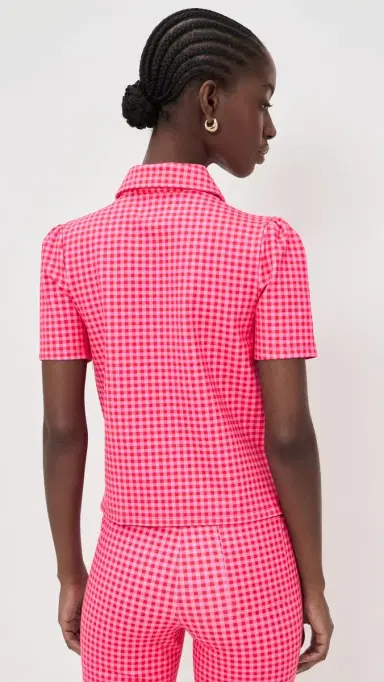 Addison Bay Ponte Virginian Polo Top Rose Check | Thumbnail 3 Addison Bay Ponte Virginian Polo Top Rose Check | Thumbnail 3