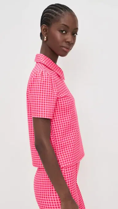 Addison Bay Ponte Virginian Polo Top Rose Check | Thumbnail 4 Addison Bay Ponte Virginian Polo Top Rose Check | Thumbnail 4