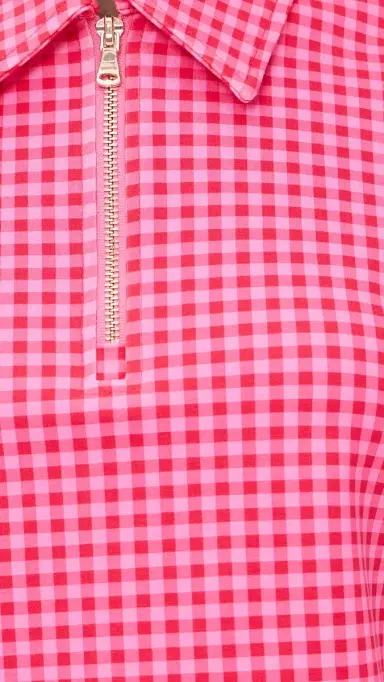 Addison Bay Ponte Virginian Polo Top Rose Check | Thumbnail 6 Addison Bay Ponte Virginian Polo Top Rose Check | Thumbnail 6