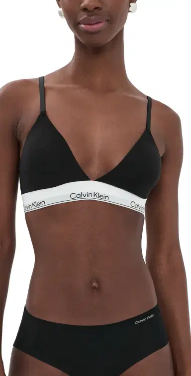 Calvin Klein Underwear Icon Cotton Lightly Lined Triangle Bralette Black | Thumbnail 1 Calvin Klein Underwear Icon Cotton Lightly Lined Triangle Bralette Black | Thumbnail 1
