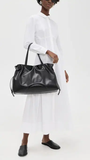 Tory Burch Ella Drawstring Tote Black One Size | Thumbnail 3 Tory Burch Ella Drawstring Tote Black One Size | Thumbnail 3