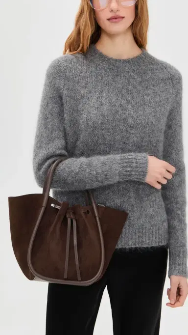 Proenza Schouler Small Ruched Tote In Soft Suede Chocolate | Thumbnail 3 Proenza Schouler Small Ruched Tote In Soft Suede Chocolate | Thumbnail 3