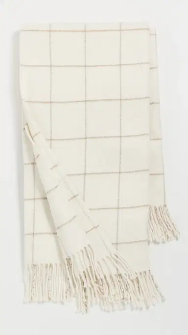 Weezie Throw Blanket Neutral Windowpane One Size | Thumbnail 2 Weezie Throw Blanket Neutral Windowpane One Size | Thumbnail 2