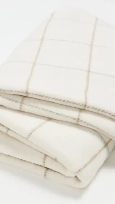 Weezie Throw Blanket Neutral Windowpane One Size | Thumbnail 3 Weezie Throw Blanket Neutral Windowpane One Size | Thumbnail 3