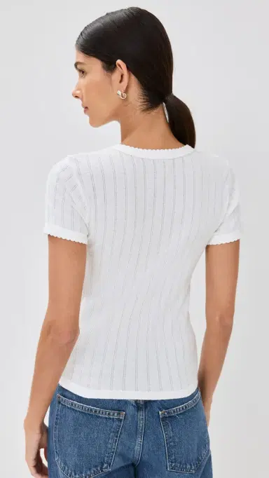 LESET Pointelle Short Sleeve Tee White L | Thumbnail 3 LESET Pointelle Short Sleeve Tee White L | Thumbnail 3