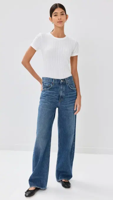 LESET Pointelle Short Sleeve Tee White L | Thumbnail 5 LESET Pointelle Short Sleeve Tee White L | Thumbnail 5