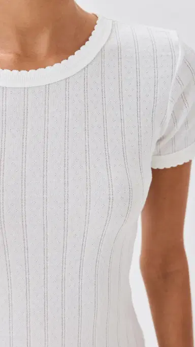 LESET Pointelle Short Sleeve Tee White L | Thumbnail 6 LESET Pointelle Short Sleeve Tee White L | Thumbnail 6