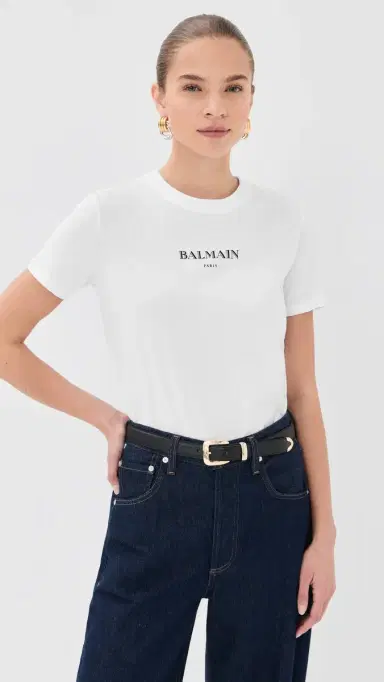 Balmain Vintage Print Rugular T-Shirt Blanc/Noir | Thumbnail 2 Balmain Vintage Print Rugular T-Shirt Blanc/Noir | Thumbnail 2