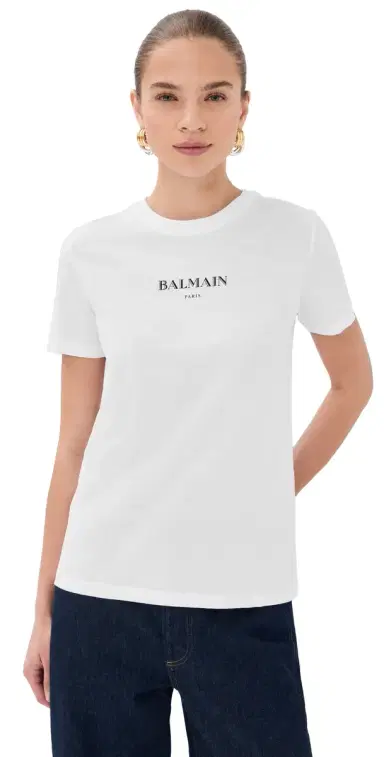 Balmain Vintage Print Rugular T-Shirt Blanc/Noir | Thumbnail 1 Balmain Vintage Print Rugular T-Shirt Blanc/Noir | Thumbnail 1