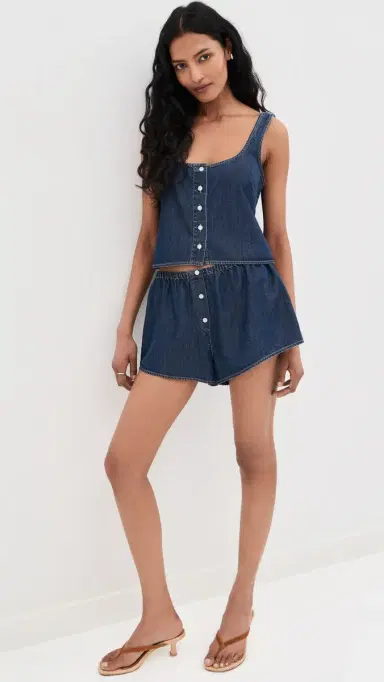 Good American Denim Button Front Tank Indigo1187 | Thumbnail 5 Good American Denim Button Front Tank Indigo1187 | Thumbnail 5