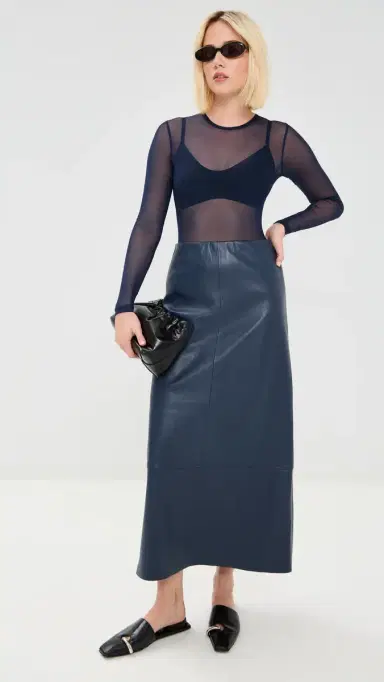 LE BOP Betty Faux Leather Maxi Skirt idnight Navy | Thumbnail 5 LE BOP Betty Faux Leather Maxi Skirt idnight Navy | Thumbnail 5