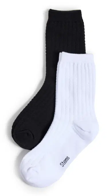Stems Waffle Knit Socks 2 Pack Black/Ivory One Size | Thumbnail 4 Stems Waffle Knit Socks 2 Pack Black/Ivory One Size | Thumbnail 4