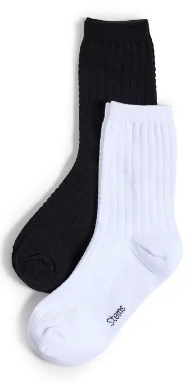 Stems Waffle Knit Socks 2 Pack Black/Ivory One Size | Thumbnail 1 Stems Waffle Knit Socks 2 Pack Black/Ivory One Size | Thumbnail 1
