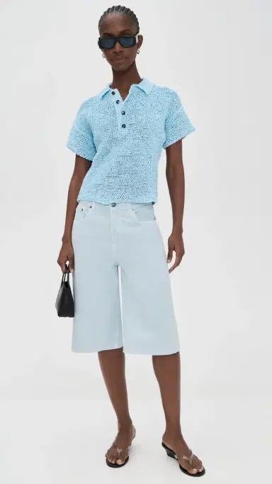 HAIKURE New Becky Twill 45 Shorts Sky | Thumbnail 5 HAIKURE New Becky Twill 45 Shorts Sky | Thumbnail 5