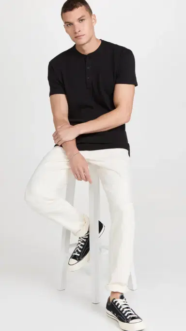 rag & bone Classic Short Sleeve Henley Jet Black | Thumbnail 5 rag & bone Classic Short Sleeve Henley Jet Black | Thumbnail 5