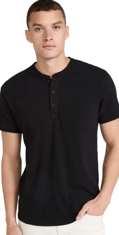 rag & bone Classic Short Sleeve Henley Jet Black | Thumbnail 1 rag & bone Classic Short Sleeve Henley Jet Black | Thumbnail 1