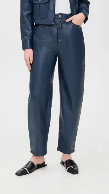 LE BOP Dakota Faux Leather Barrel Pants Midnight Navy | Thumbnail 2 LE BOP Dakota Faux Leather Barrel Pants Midnight Navy | Thumbnail 2