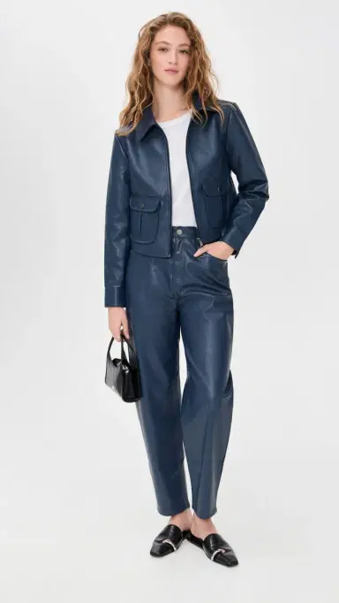 LE BOP Dakota Faux Leather Barrel Pants Midnight Navy | Thumbnail 5 LE BOP Dakota Faux Leather Barrel Pants Midnight Navy | Thumbnail 5