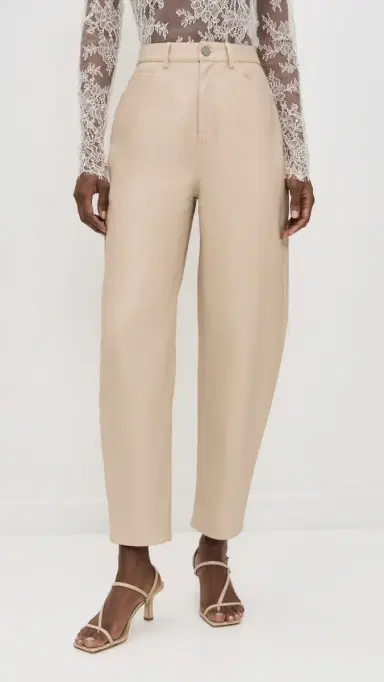 LE BOP Dakota Faux Leather Barrel Pants Sand | Thumbnail 2 LE BOP Dakota Faux Leather Barrel Pants Sand | Thumbnail 2