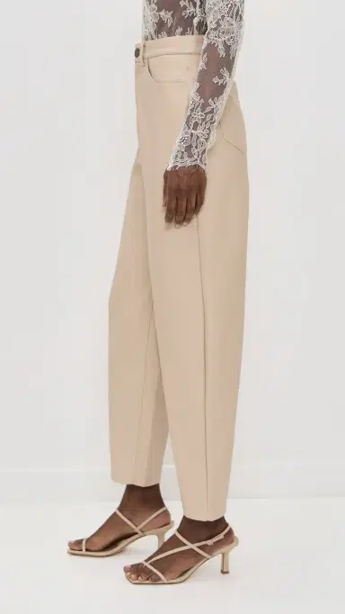 LE BOP Dakota Faux Leather Barrel Pants Sand | Thumbnail 4 LE BOP Dakota Faux Leather Barrel Pants Sand | Thumbnail 4