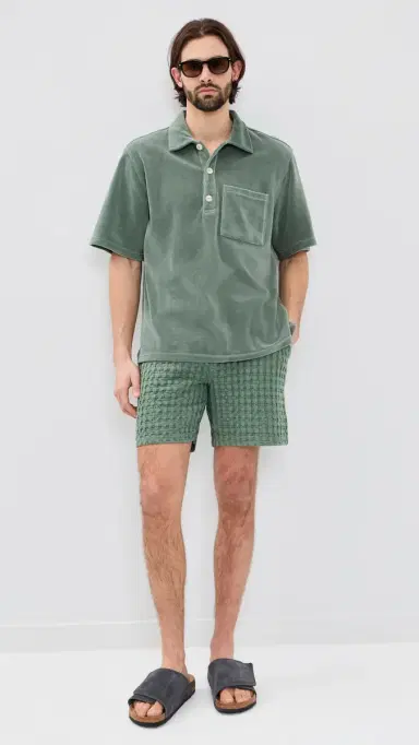 OAS Waffle Porto Shorts 7 Green | Thumbnail 5 OAS Waffle Porto Shorts 7 Green | Thumbnail 5