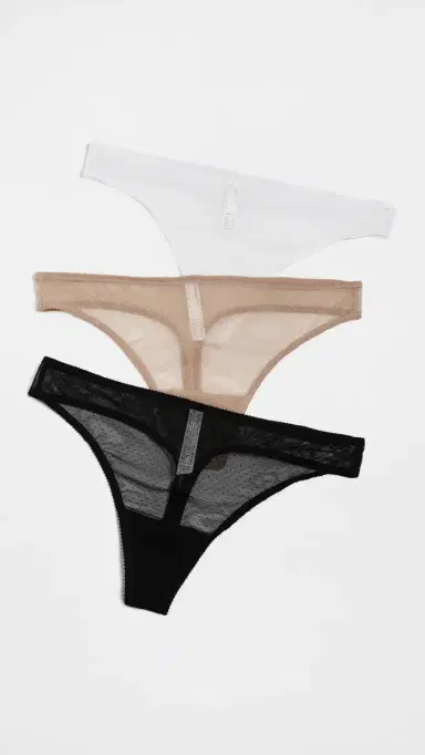 Skarlett Blue Jolie Lacy Thong Panties 3 Pack Black/White/Nylon | Thumbnail 2 Skarlett Blue Jolie Lacy Thong Panties 3 Pack Black/White/Nylon | Thumbnail 2