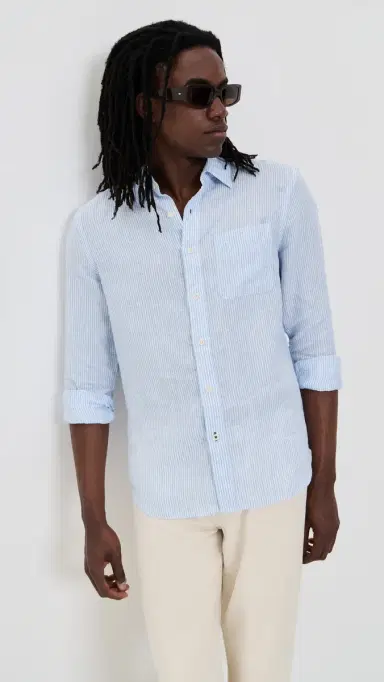 Faherty Linen Laguna Shirt ummer Classic tripe | Thumbnail 2 Faherty Linen Laguna Shirt ummer Classic tripe | Thumbnail 2