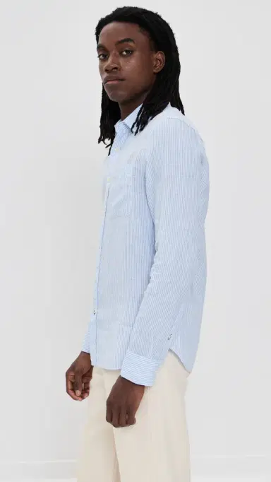 Faherty Linen Laguna Shirt ummer Classic tripe | Thumbnail 4 Faherty Linen Laguna Shirt ummer Classic tripe | Thumbnail 4