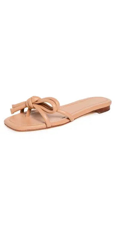 Loeffler Randall Hadley Leather Bow Flat Sandals Dune 9 | Thumbnail 1 Loeffler Randall Hadley Leather Bow Flat Sandals Dune 9 | Thumbnail 1